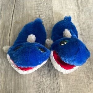 Toddler Blue Shark Plush Slippers, Sz 5-6